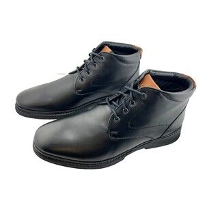 NIB PAZSTOR Men’s 7 Sheepskin Low Ankle Chukka Boots Black Leather Shoes Career